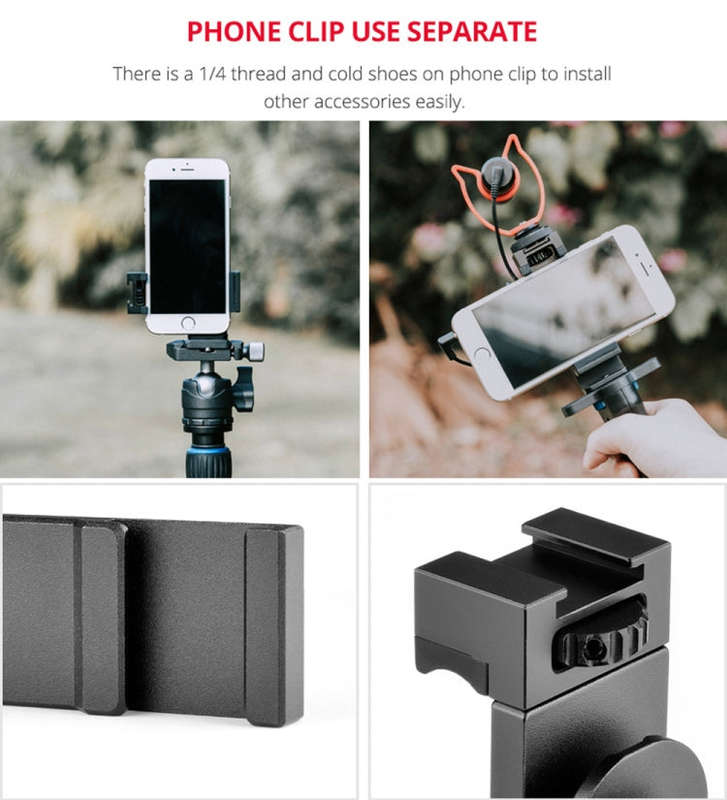 YELANGU PC08 YLG0117A Handheld Grip Holder Bracket with Mobile Phone Metal Clamp (Black)