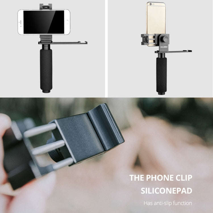 YELANGU PC08 YLG0117A Handheld Grip Holder Bracket with Mobile Phone Metal Clamp (Black)