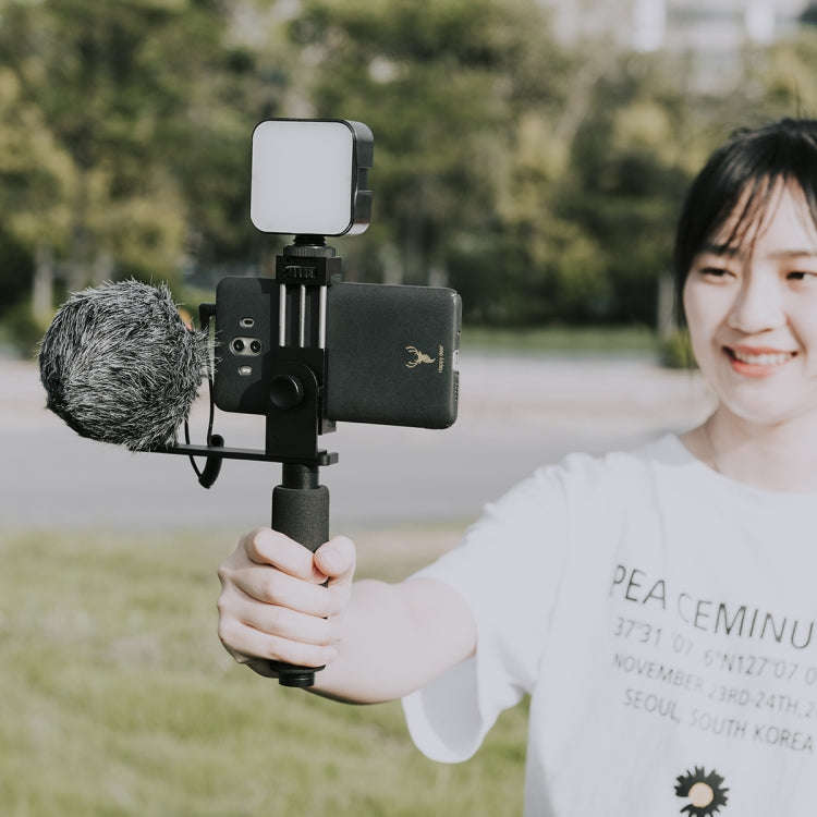 YELANGU PC09 Handheld Grip Holder Bracket + Photography Fill Light + Microphone with Mobile Phone...