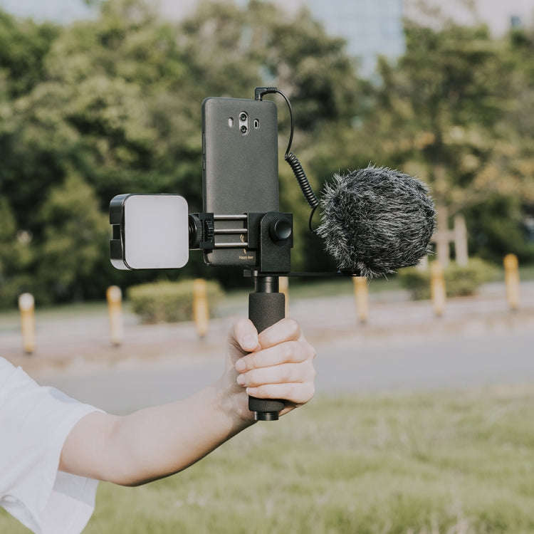 YELANGU PC09 Handheld Grip Holder Bracket + Photography Fill Light + Microphone with Mobile Phone...