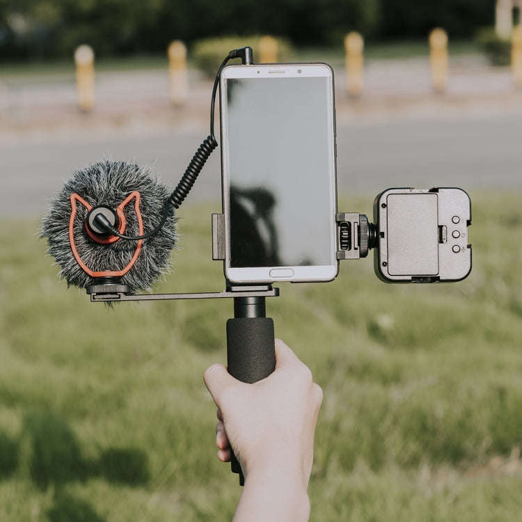 YELANGU PC09 Handheld Grip Holder Bracket + Photography Fill Light + Microphone with Mobile Phone...