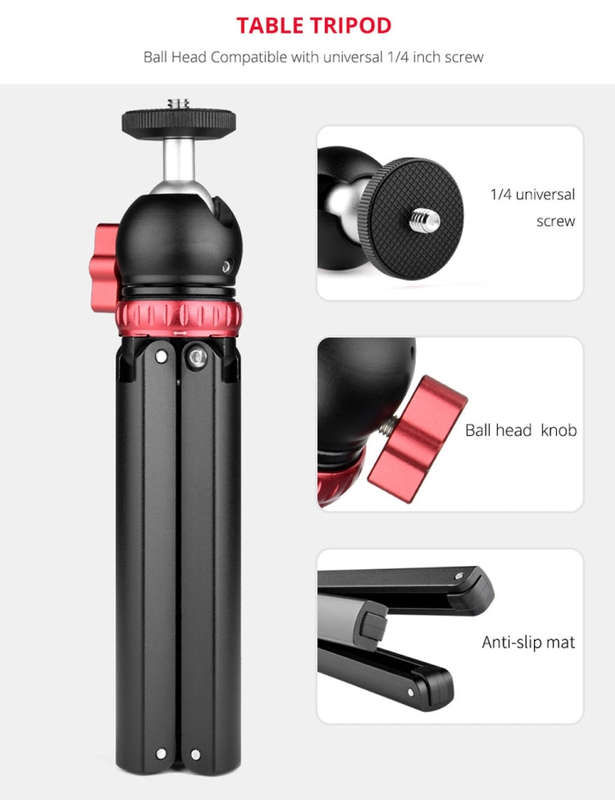YELANGU T1 YLG1202A Pocket Mini Metal Desktop Tripod Mount with 360 Degree Ball Head for DSLR & D...