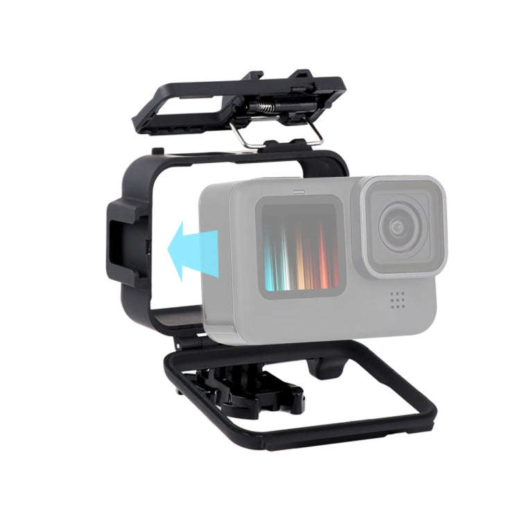 For GoPro HERO10 Black / HERO9 Black Plastic Frame Mount Protective Case with Base Buckle & Long ...