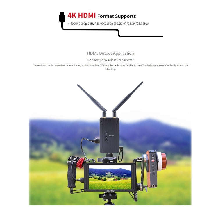 FEELWORLD F6S Full HD 1920x1080 5.0 inch IPS Screen DSLR Camera Field Monitor with Tilt Arm, Supp...