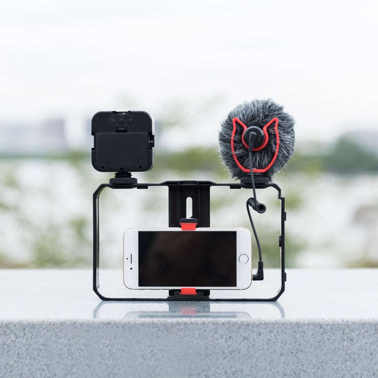 YELANGU PC202 YLG1801B Vlogging Live Broadcast LED Selfie Light Smartphone Video Rig Handle Stabi...