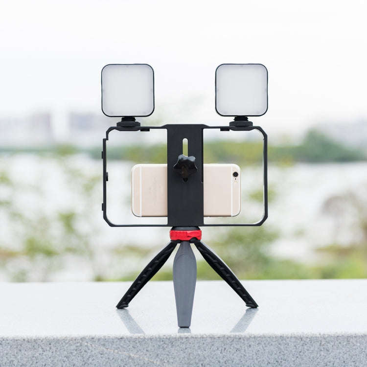 YELANGU PC203 YLG1801C Vlogging Live Broadcast LED Selfie Light Smartphone Video Rig Handle Stabi...
