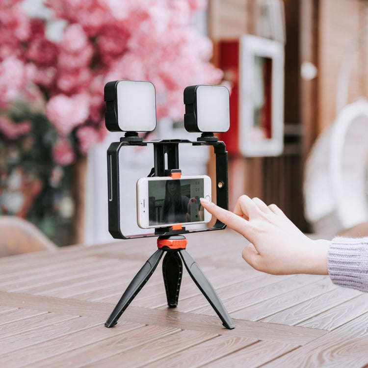 YELANGU PC203 YLG1801C Vlogging Live Broadcast LED Selfie Light Smartphone Video Rig Handle Stabi...
