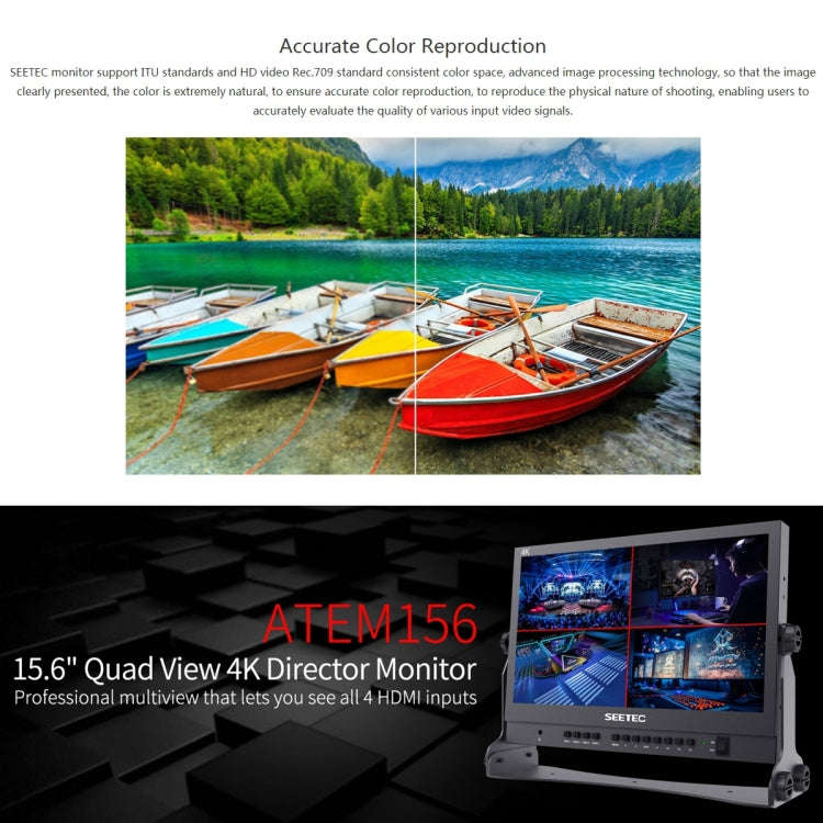 SEETEC ATEM156 1920x1080 15.6 inch IPS Screen HDMI 4K HD Live Broadcast Camera Field Monitor, Sup...