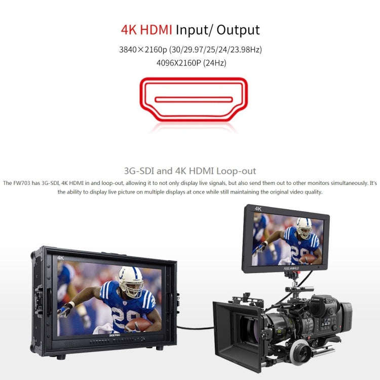 FEELWORLD FW703 1920x1200 7 inch IPS Screen HDMI 4K SDI Broadcast Camera Field Monitor