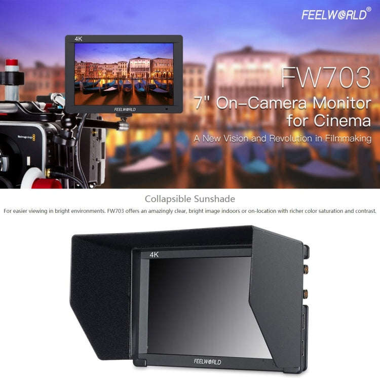 FEELWORLD FW703 1920x1200 7 inch IPS Screen HDMI 4K SDI Broadcast Camera Field Monitor