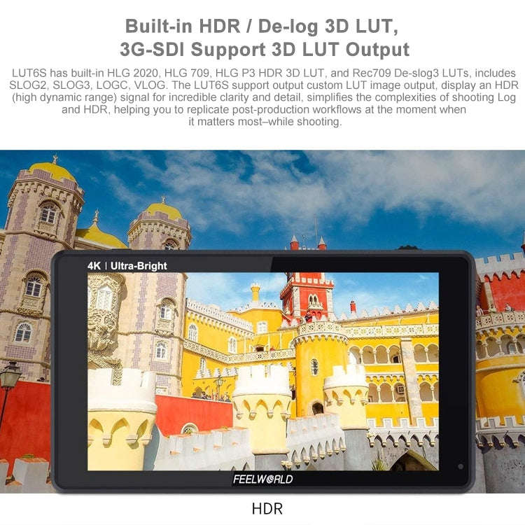 FEELWORLD LUT6S 1920x1080 2600 nits 6 inch IPS Screen HDMI 4K Touch Screen SDI HDI Camera Field M...