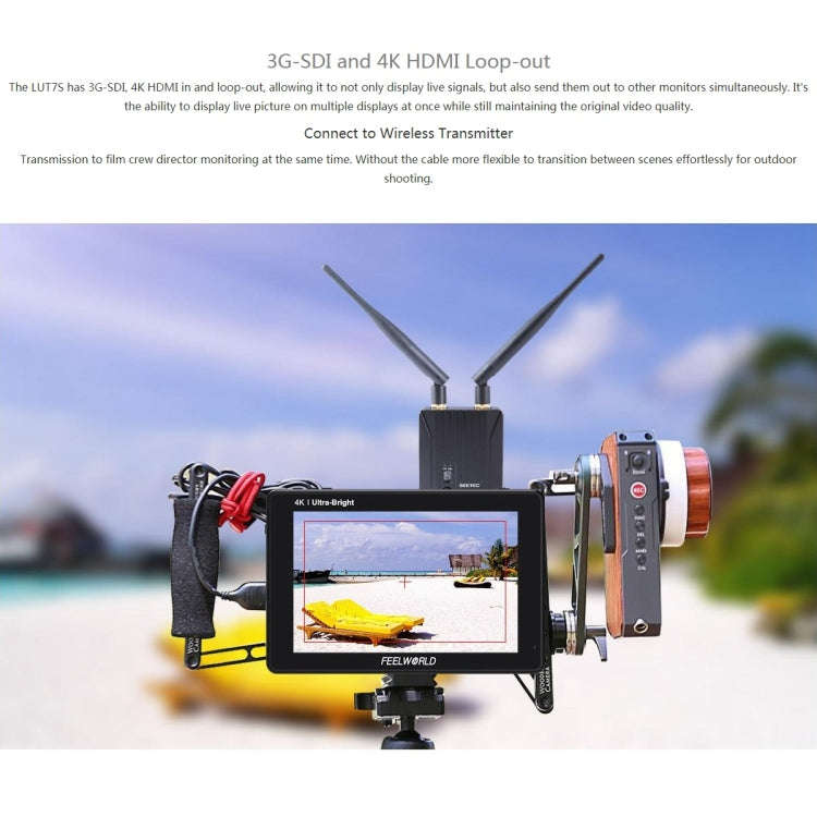 FEELWORLD LUT7S 1920x1200 2200 nits 7 inch IPS Screen HDMI 4K Touch Screen Camera Field Monitor