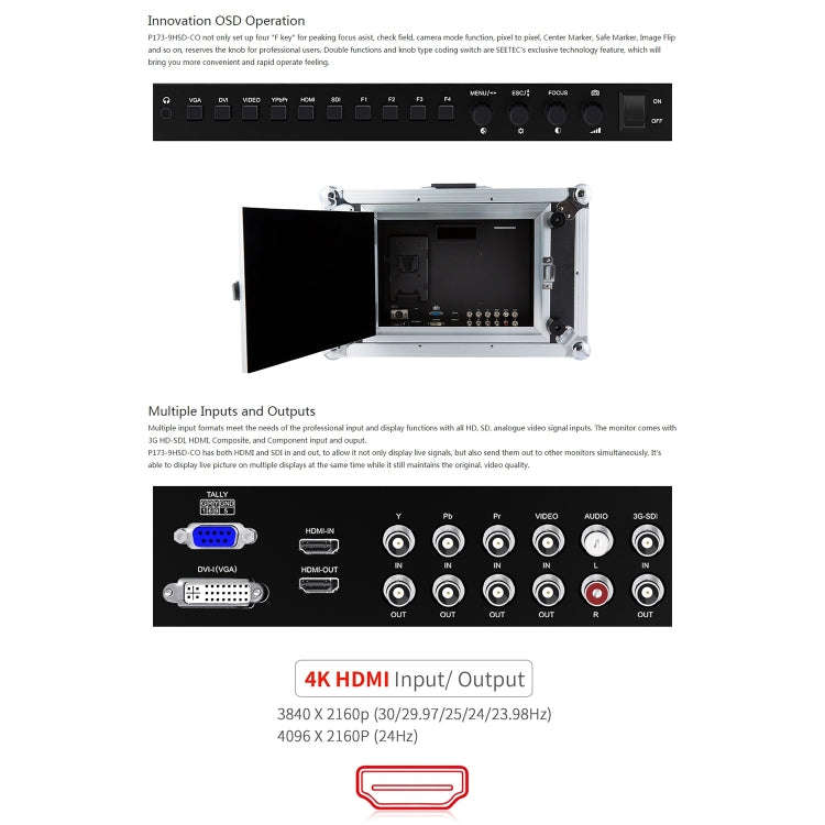 SEETEC P173-9HSD-CO 1920x1080 17.3 inch SDI / HDMI 4K Broadcast Level Professional Photography Ca...