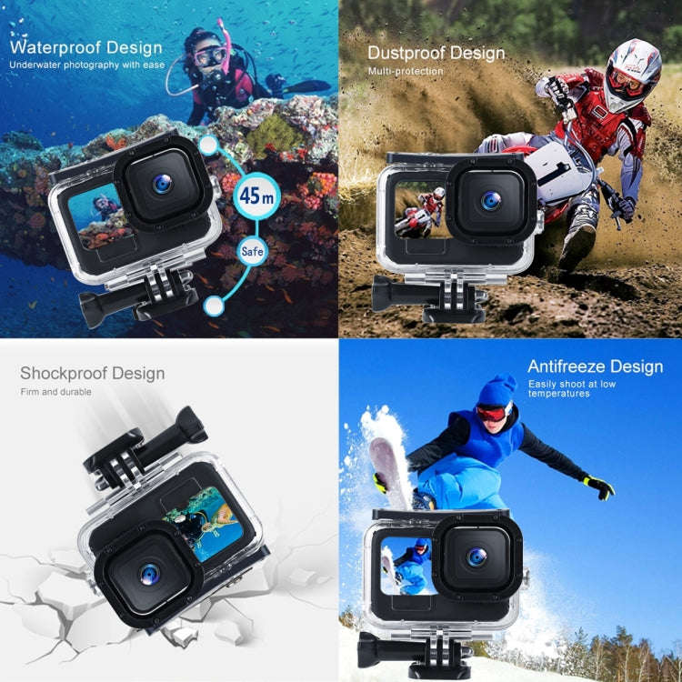 45m Waterproof Housing Protective Case with Buckle Basic Mount & Screw For GoPro HERO10 Black / H...