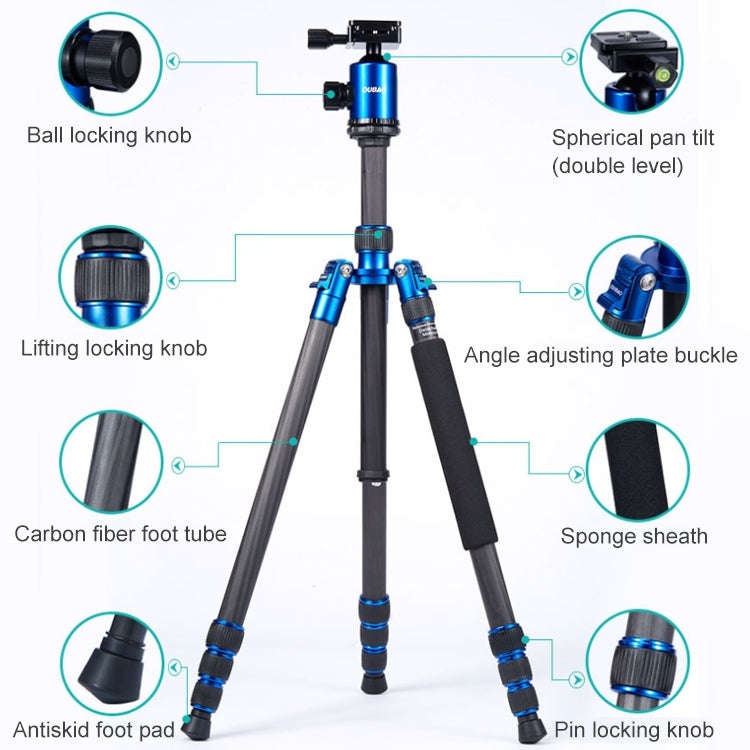 TRIOPO Oubao C-608S Adjustable Portable Carbon Fiber Tripod with Ball Head for SLR Camera