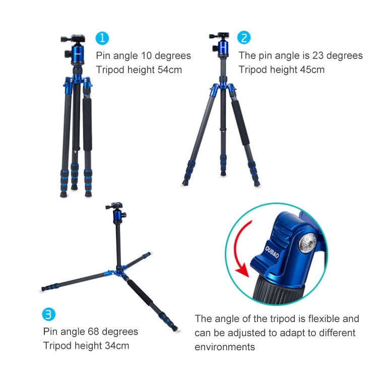 TRIOPO Oubao C-608S Adjustable Portable Carbon Fiber Tripod with Ball Head for SLR Camera