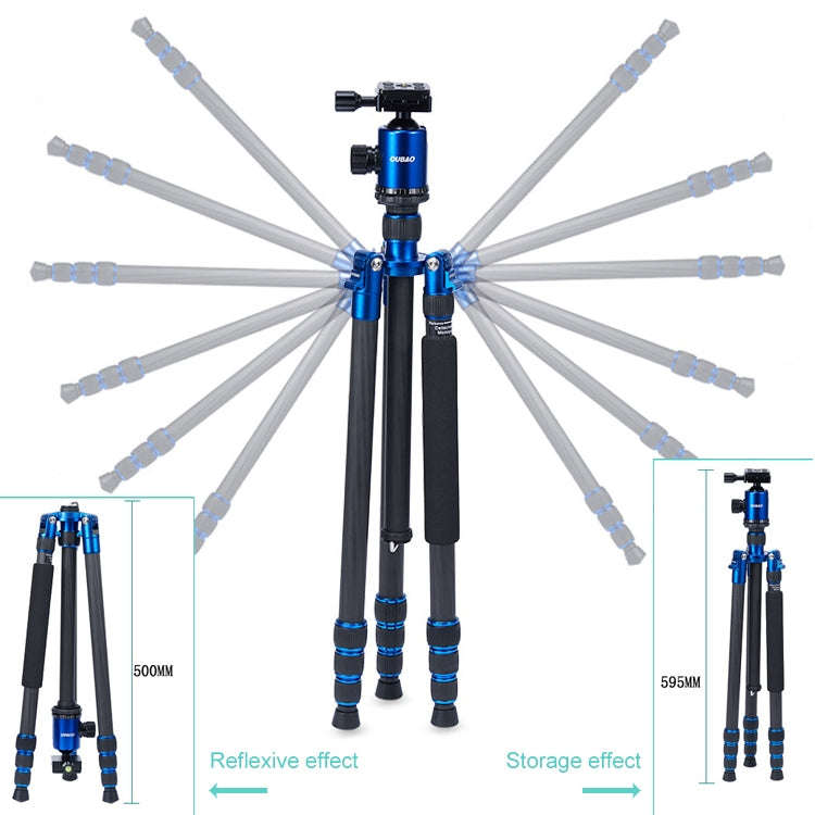 TRIOPO Oubao C-608S Adjustable Portable Carbon Fiber Tripod with Ball Head for SLR Camera