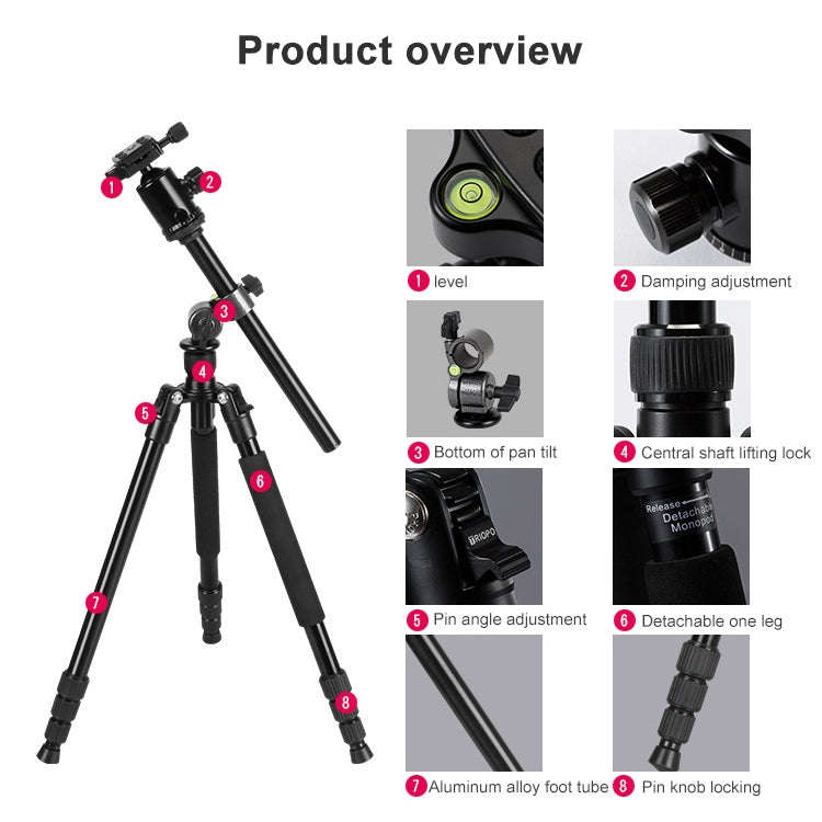 TRIOPO Oubao TA330 Horizontal Arm Tripod Mount Quick Release Center Column Boom Bracket with Trip...