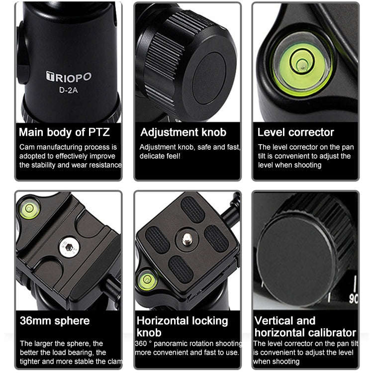 TRIOPO 554 Adjustable Portable  Aluminum Alloy Tripod with D-2A Ball Head for SLR Camera