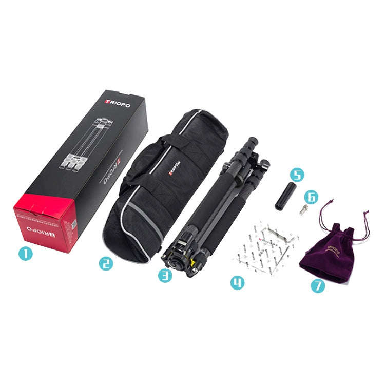 TRIOPO 853 Adjustable Portable Carbon Fiber Tripod with D2-A Ball Head for SLR Camera