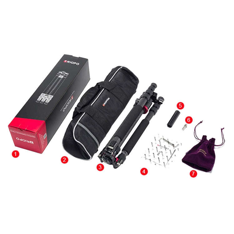 TRIOPO 888 Adjustable Portable Carbon Fiber Tripod with Q-2 Ball Head for SLR Camera, Pipe diamet...