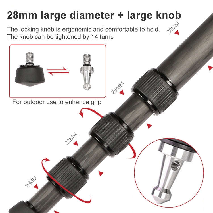 TRIOPO 888 Adjustable Portable Carbon Fiber Tripod with Q-2 Ball Head for SLR Camera, Pipe diamet...