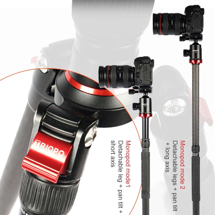 TRIOPO 888 Adjustable Portable Carbon Fiber Tripod with Q-2 Ball Head for SLR Camera, Pipe diamet...