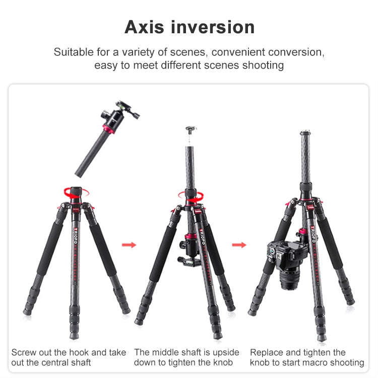 TRIOPO 888 Adjustable Portable Carbon Fiber Tripod with Q-2 Ball Head for SLR Camera, Pipe diamet...