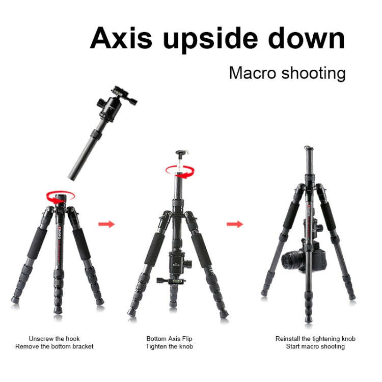 TRIOPO T259G+Q2 Adjustable Portable Carbon Fiber Tripod with Q-2 Ball Head for SLR Camera
