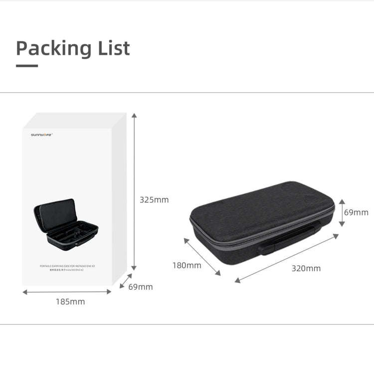 Sunnylife IST-B193 Storage Bag Case Handbag for Insta360 ONE X2 / X(Black)