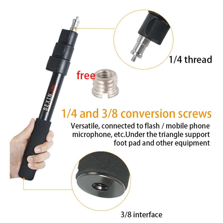 BEXIN P-264L Portable Outdoor Photography Camera Aluminum Alloy Hand-held Lamp Stand Monopod (Black)