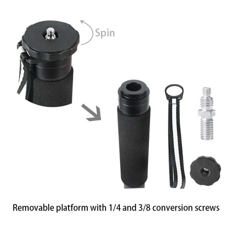 BEXIN P306C Portable Travel Outdoor DSLR Camera Carbon Fiber Monopod Holder (Black)