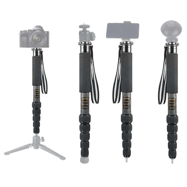 BEXIN P306C Portable Travel Outdoor DSLR Camera Carbon Fiber Monopod Holder (Black)