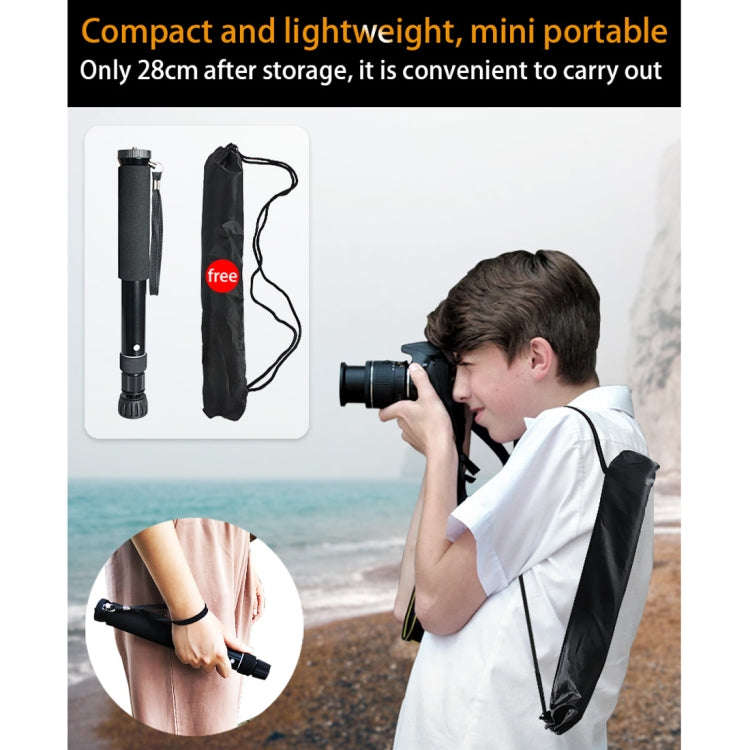 BEXIN P308B Portable Travel Outdoor DSLR Camera Aluminum Alloy Monopod Holder (Black)