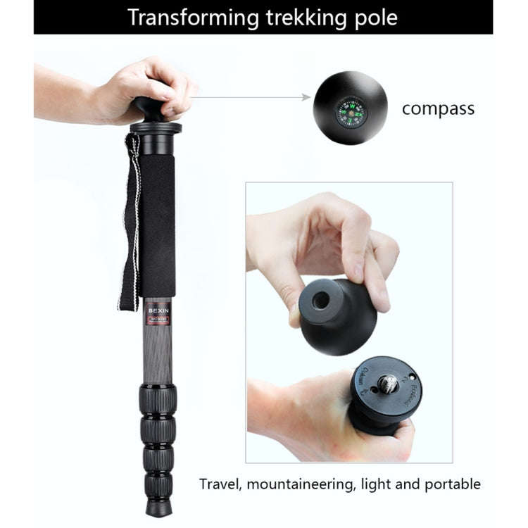 BEXIN MCS285 Portable Travel Outdoor DSLR Camera Carbon Fiber Monopod Holder (Black)