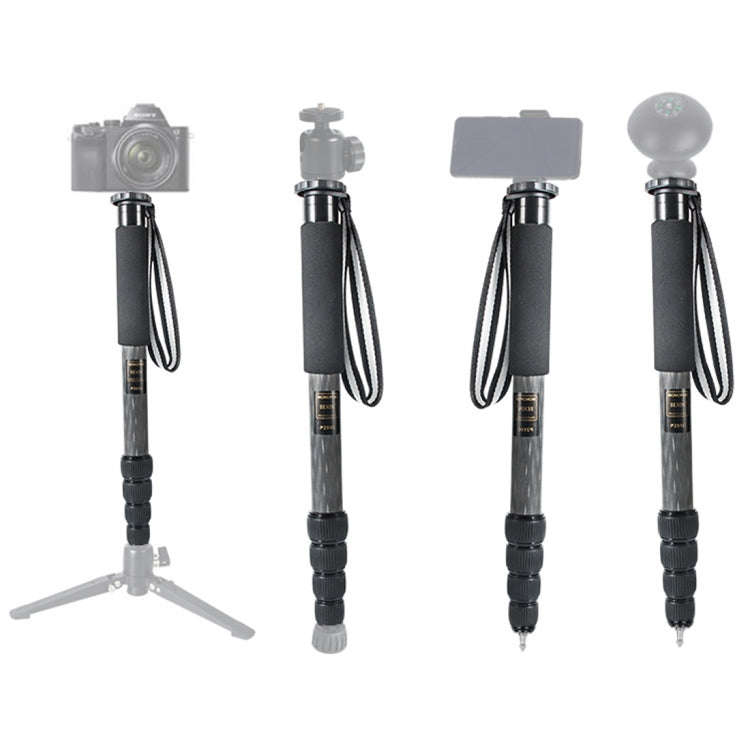 BEXIN P285-C Portable Travel Outdoor DSLR Camera Carbon Fiber Monopod Holder (Black)