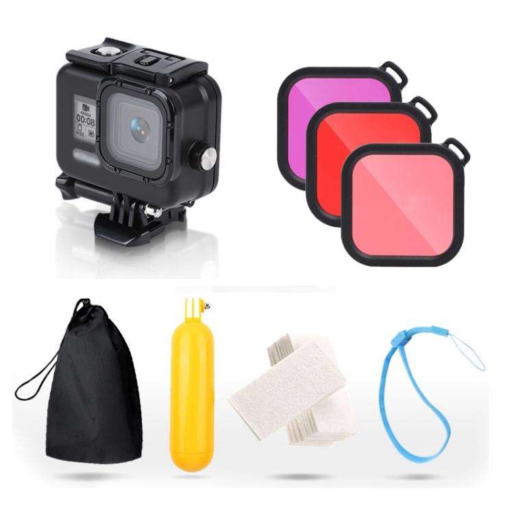 For GoPro HERO8 Black 45m Waterproof Housing Protective Case with Buckle Basic Mount & Screw & (P...