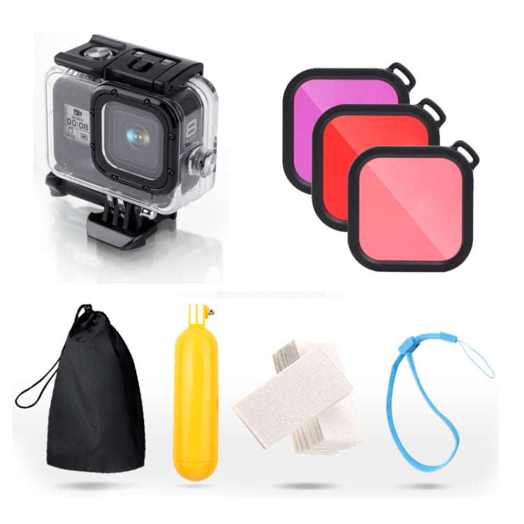 For GoPro HERO8 Black 45m Waterproof Housing Protective Case with Buckle Basic Mount & Screw & (P...