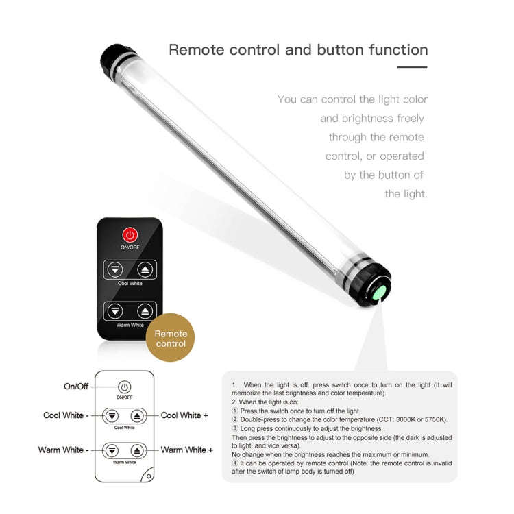LUXCeO P7 Dual Color Temperature Photo LED Stick Video Light Waterproof Handheld LED Fill Light w...