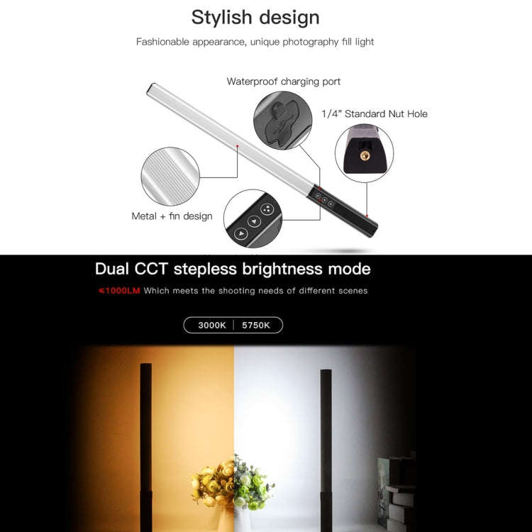 LUXCeO Q508S Dual Color Temperature 1000LM Photo LED Stick Video Light Handheld LED Fill Light Fl...