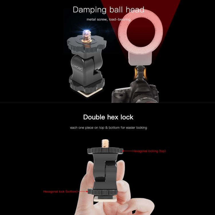 LUXCeO PA1 Camera Universal Hot Shoe Holder Damping Ball-Head Bracket (Black)