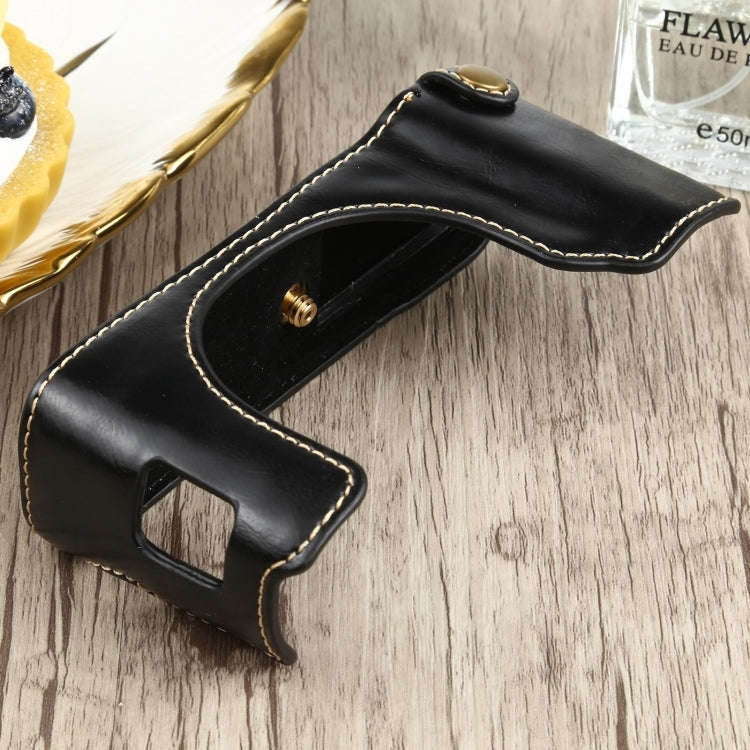 1/4 inch Thread PU Leather Camera Half Case Base for FUJIFILM X100V (Black)