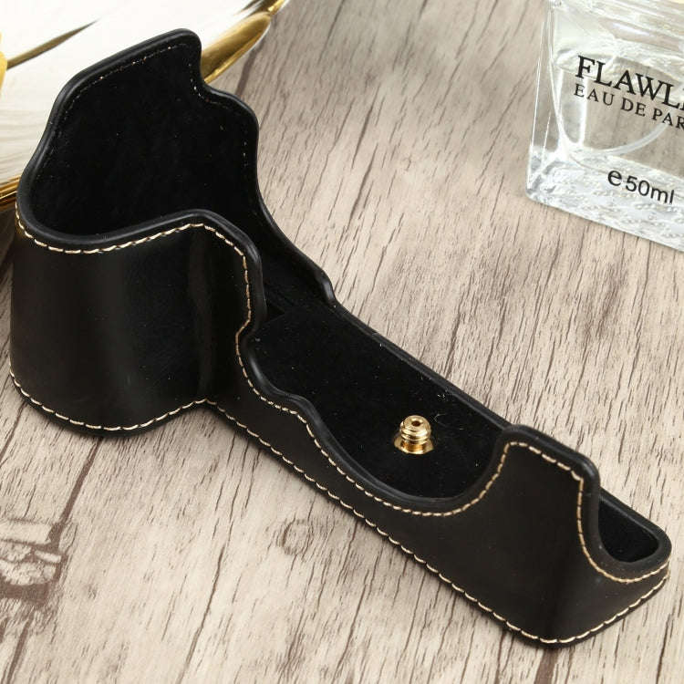 1/4 inch Thread PU Leather Camera Half Case Base for FUJIFILM X-S10 (Black)