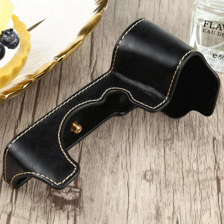 1/4 inch Thread PU Leather Camera Half Case Base for FUJIFILM X-S10 (Black)