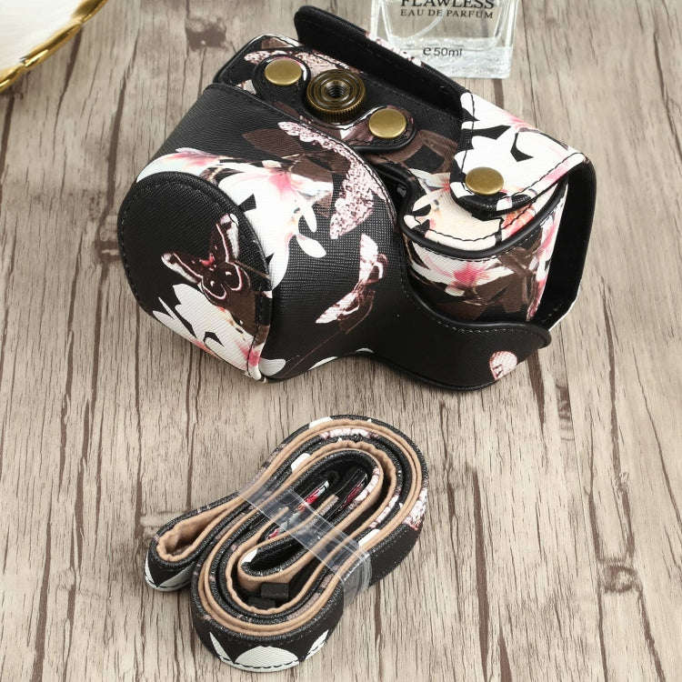 Flower Pattern PU Leather Camera Case for Sony A6000 / A6300 / A6400 / Nex 6 (Black)