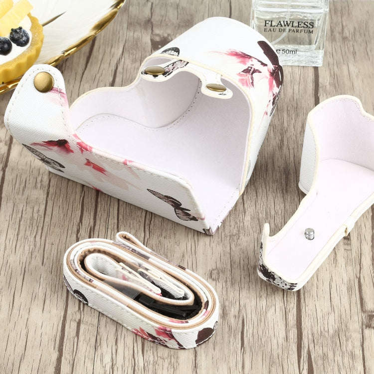 Flower Pattern PU Leather Camera Case for Sony A6000 / A6300 / A6400 / Nex 6 (White)