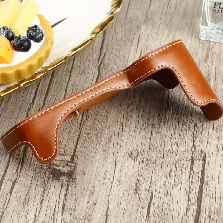 1/4 inch Thread PU Leather Camera Half Case Base for Canon EOS 90D (Brown)