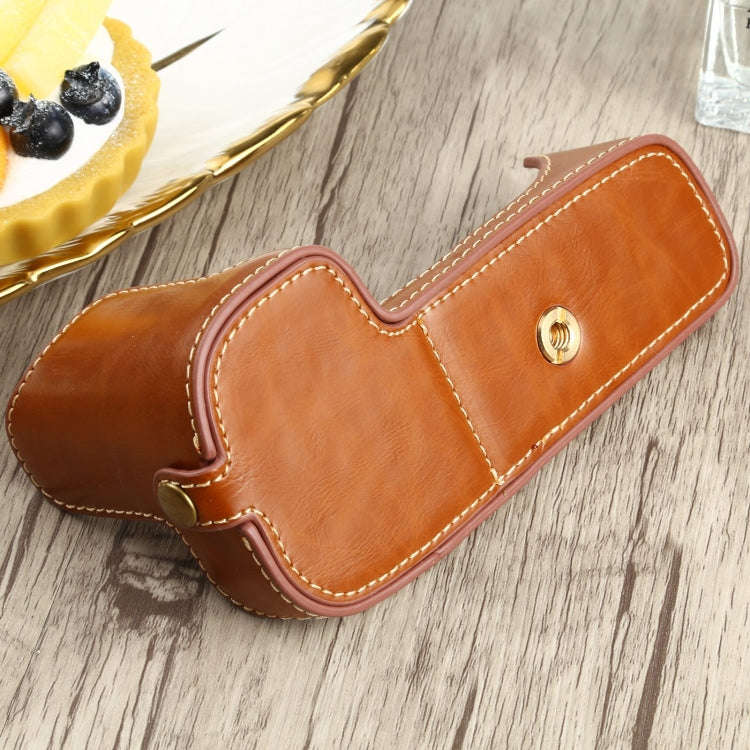 1/4 inch Thread PU Leather Camera Half Case Base for Canon EOS 90D (Brown)
