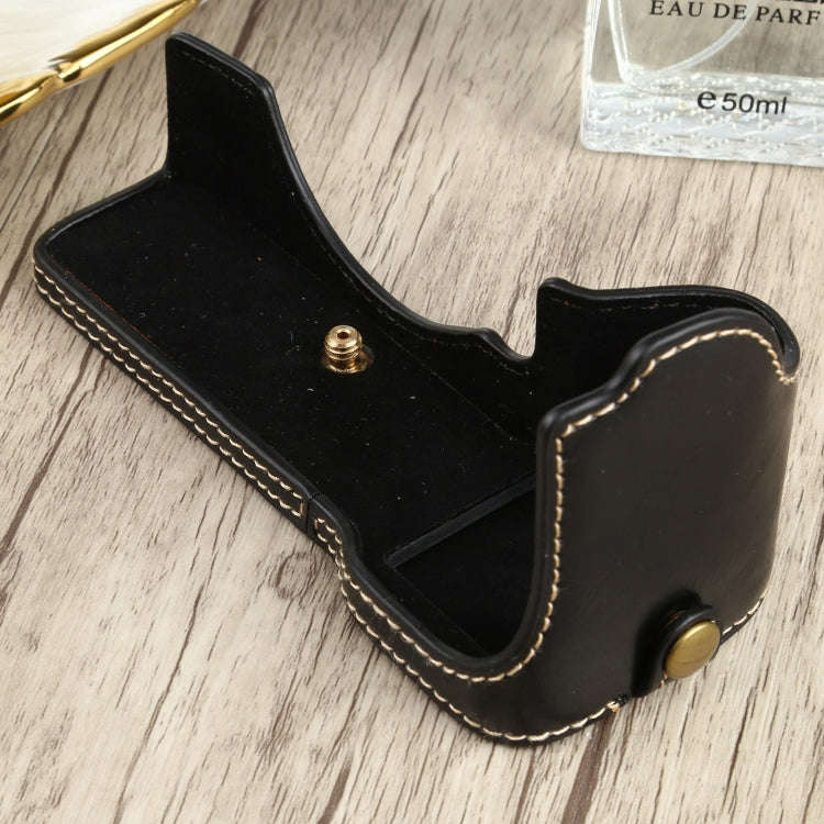 1/4 inch Thread PU Leather Camera Half Case Base for Sony ILCE-7C/A7C (Black)