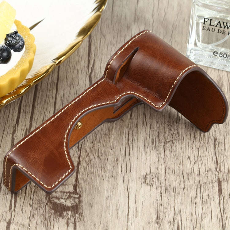 1/4 inch Thread PU Leather Camera Half Case Base for Sony ILCE-7C/A7C (Coffee)